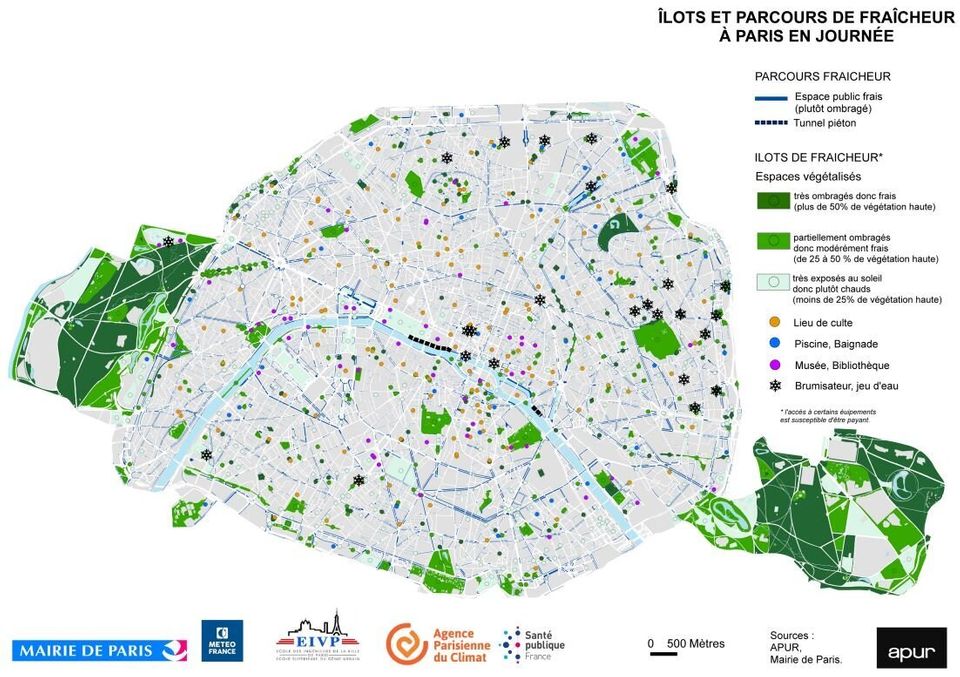 Carte lieux frais Paris